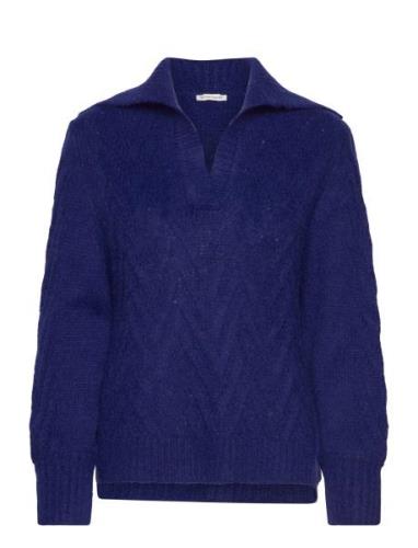 Knit Pullover Troyer Tops Knitwear Jumpers Blue Tom Tailor