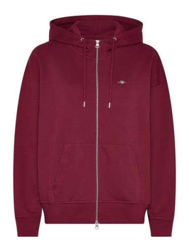 Rel Shield Zip Hoodie Tops Sweat-shirts & Hoodies Hoodies Burgundy GAN...