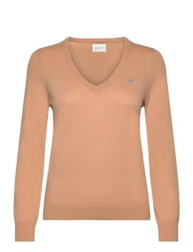 Extrafine V-Neck Tops Knitwear Jumpers Khaki Green GANT