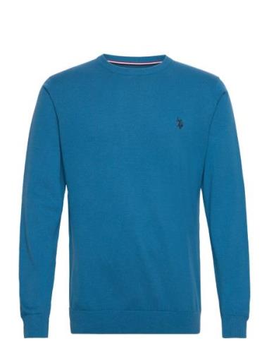 Uspa Knit Adair Men Tops Knitwear Round Necks Blue U.S. Polo Assn.