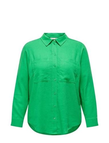 Carcaro L/S Ovs Linen Shirt Tlr Tops Shirts Long-sleeved Green ONLY Ca...