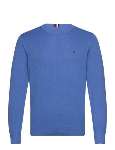 Chain Ridge Structure C Neck Tops Knitwear Round Necks Blue Tommy Hilf...