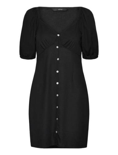 Vmmymilo 2/4 Short Button Dress Wvn Ga Kort Klänning Black Vero Moda