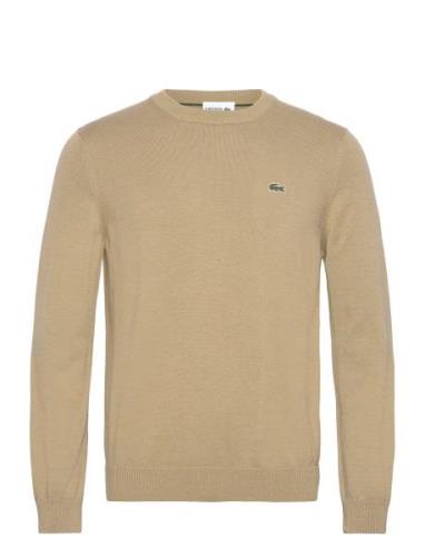 Sweaters Tops Knitwear Round Necks Beige Lacoste