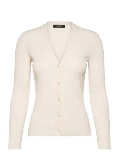 Lauren Ralph Lauren Ribbed V-Neck Cardigan Kräm