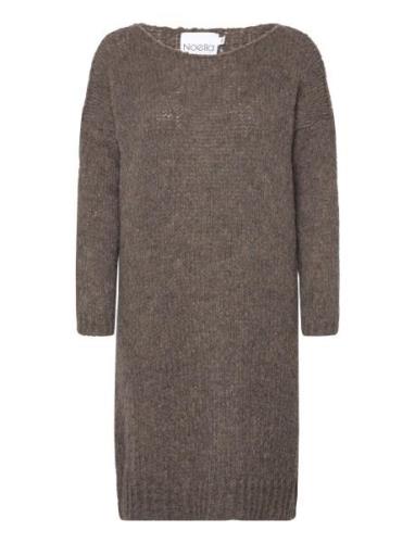 Kala Knit Dress Knälång Klänning Brown Noella