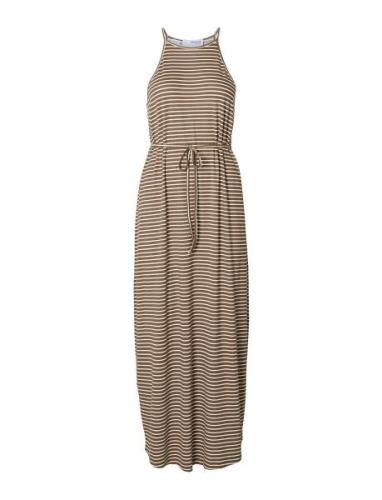 Slfanola Sl Str Ankle Dress Maxiklänning Festklänning Beige Selected F...