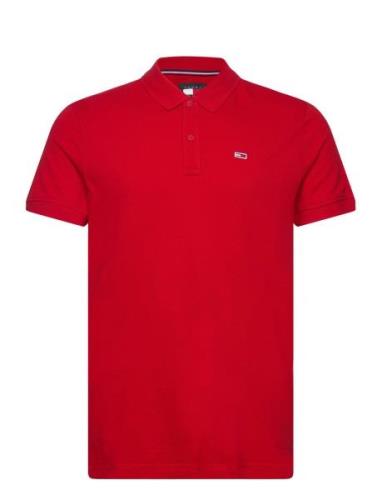 Tjm Slim Placket Polo Ext Tops Polos Short-sleeved Red Tommy Jeans