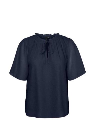 Vmemilie Ss Top Wvn Ce Tops Blouses Short-sleeved Navy Vero Moda