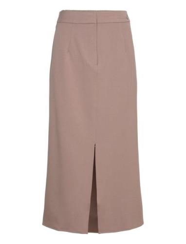 Vivar Hw Long Skirt - Noos Knälång Kjol Brown Vila