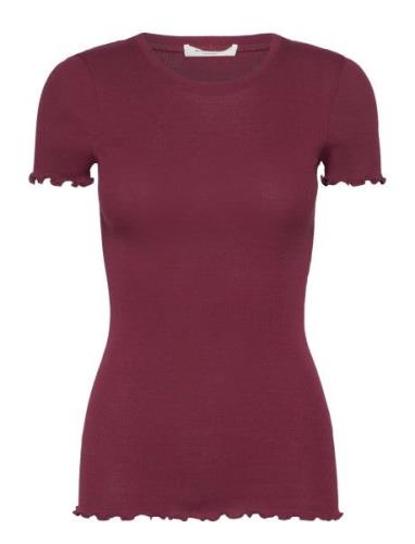 Organic Cotton T-Shirt Tops T-shirts & Tops Short-sleeved Burgundy Ros...