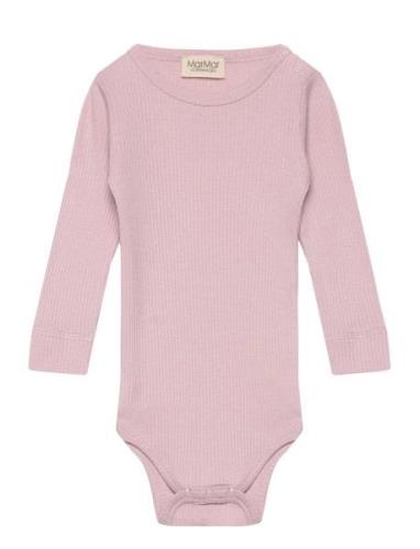 Plain Body Ls Bodies Long-sleeved Pink MarMar Copenhagen