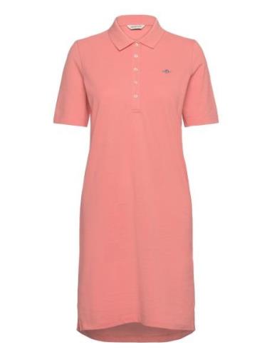 Slim Shield Ss Pique Polo Dress Kort Klänning Pink GANT