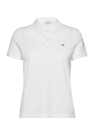 Slim Sheild Cap Sleeve Pique Polo Tops T-shirts & Tops Polos White GAN...