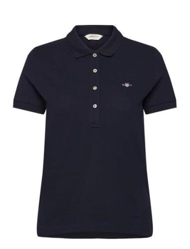 Slim Sheild Cap Sleeve Pique Polo Tops T-shirts & Tops Polos Navy GANT