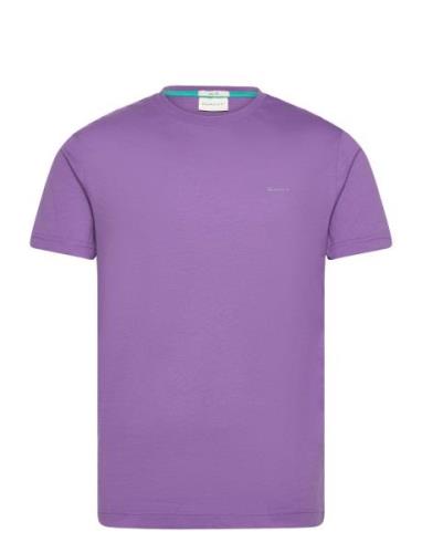 Contrast Logo Ss T-Shirt Tops T-shirts Short-sleeved Purple GANT
