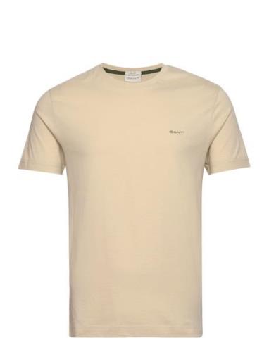 Contrast Logo Ss T-Shirt Tops T-shirts Short-sleeved Cream GANT