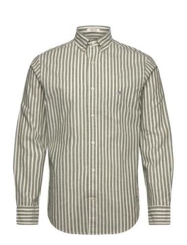 Reg Cotton Linen Stripe Shirt Tops Shirts Casual Green GANT