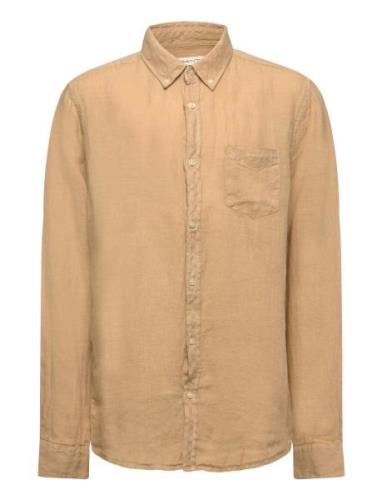 Reg. Linen Ls Bd Shirt Tops Shirts Long-sleeved Shirts Beige GANT