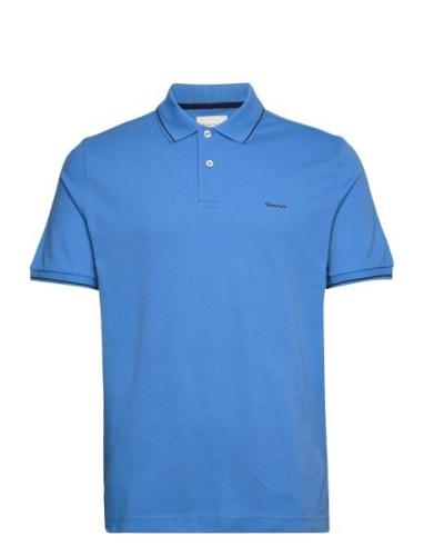 Tipping Ss Pique Rugger Tops Polos Short-sleeved Blue GANT