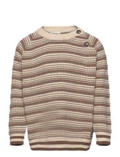 O-Neck Light Nordic Knit Sweater Tops Knitwear Pullovers Brown Petit P...