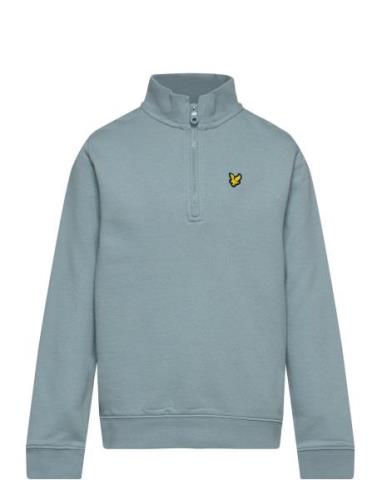 Quarter Zip Pullover Tops Knitwear Pullovers Blue Lyle & Scott