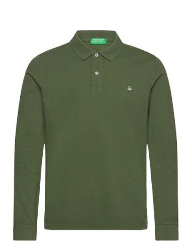L/S Polo Shirt Tops Polos Long-sleeved Green United Colors Of Benetton