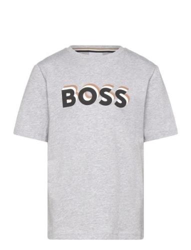 Short Sleeves Tee-Shirt Tops T-shirts Short-sleeved Grey BOSS