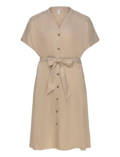 Carcaro S/S Linen Calf Shirt Dress Tlr Kort Klänning Cream ONLY Carmak...