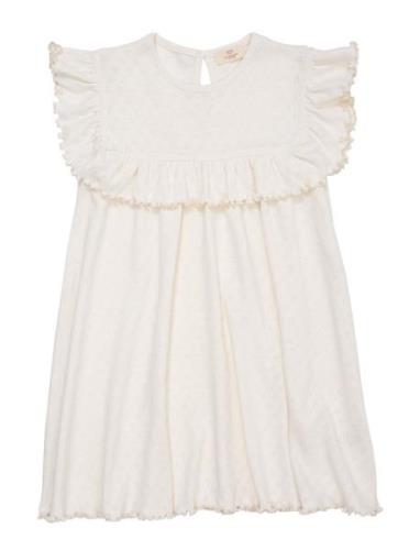 Pointelle Heart Dress W. Ruffle Dresses & Skirts Dresses Casual Dresse...