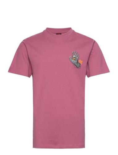 Melting Hand Tops T-shirts Short-sleeved Pink Santa Cruz