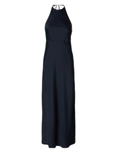 Slfannie Halterneck Maxi Dress D2 Maxiklänning Festklänning Navy Selec...