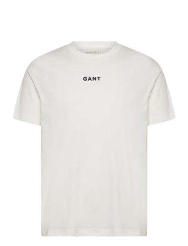 Contrast Small Logo Tshirt Tops T-shirts Short-sleeved Cream GANT
