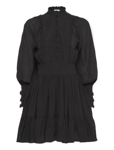 Cotton Slub Mini Dress Kort Klänning Black By Ti Mo