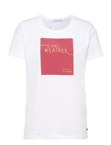 Over T-Shirt W. Flock Print Tops T-shirts & Tops Short-sleeved White C...