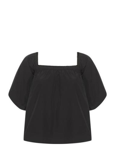 Pampagz Off Shoulder Blouse Tops Blouses Short-sleeved Black Gestuz