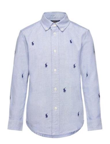 Polo Pony Cotton Oxford Shirt Tops Shirts Long-sleeved Shirts Blue Ral...
