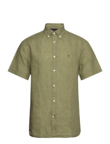 Pigment Dyed Linen Rf Shirt S/S Tops Shirts Short-sleeved Green Tommy ...