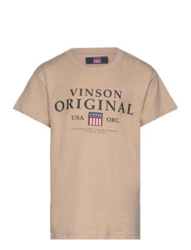 Legend Reg Sj Vin Jr Tee Tops T-shirts Short-sleeved Beige VINSON