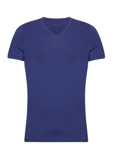 Sloggi Men Go Shirt V-Neck Slim Fit Tops T-shirts Short-sleeved Blue S...