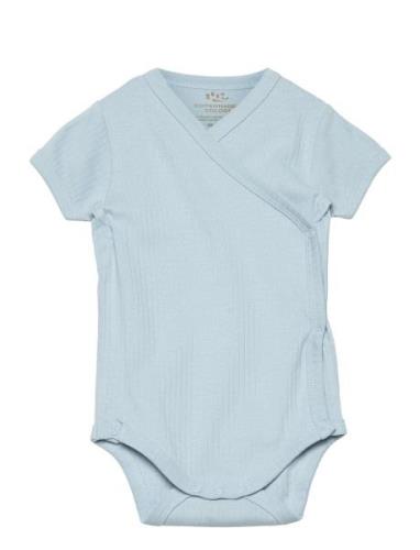 Baby Rib Jersey Body Crossover W. Ss Bodies Wrap Bodies Blue Copenhage...