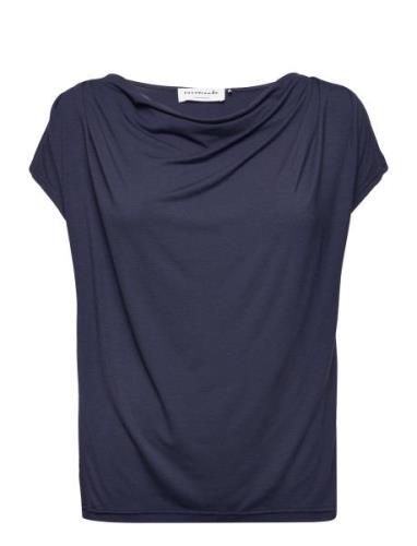 Linnen T-Shirt Tops T-shirts & Tops Short-sleeved Navy Rosemunde