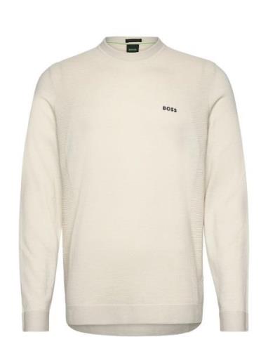 Momentum_Lite_Cn24 Tops Knitwear Round Necks Beige BOSS