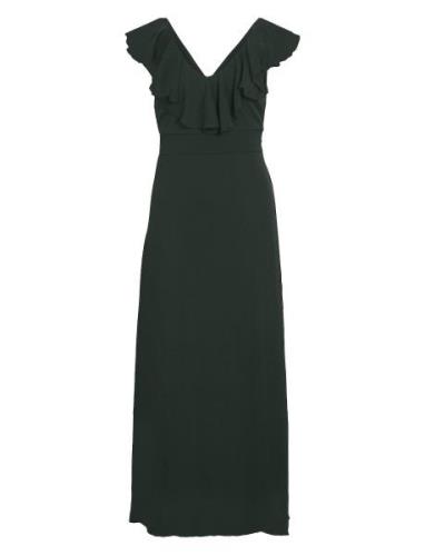 Vifalia V-Neck Long Dress - Noos Maxiklänning Festklänning Khaki Green...