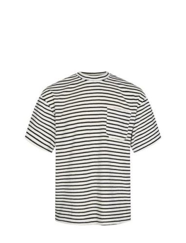 Akholger Frotte Stripe Tee Tops T-shirts Short-sleeved Navy Anerkjendt