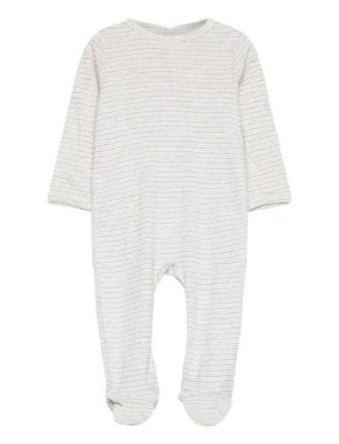 Striped Jersey Full Body W. Back Opening Långärmad Bodysuit Grey Copen...