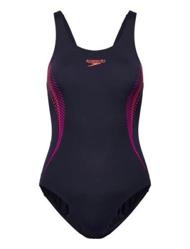 Womens Placement Muscleback Sport Swimsuits Navy Speedo