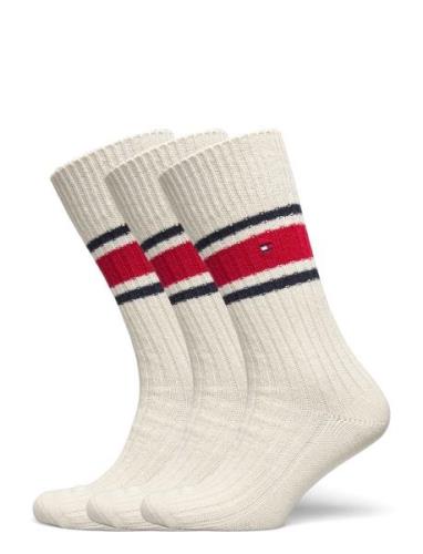 Th Men Sock 1P Rib Wool Underwear Socks Regular Socks White Tommy Hilf...