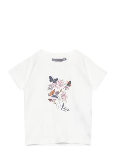 Baby T-Shirt W. Chestprint S/S Tops T-shirts Short-sleeved White Color...