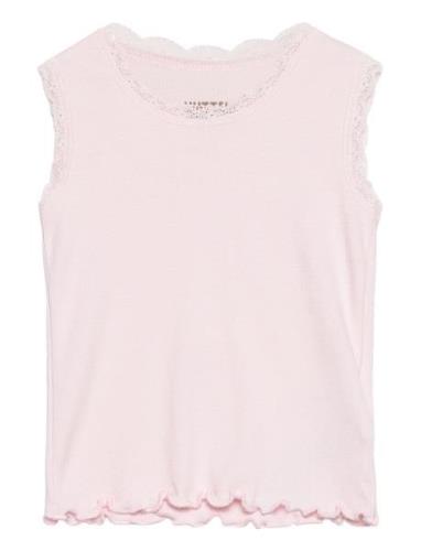 Tank Top Rib Tops T-shirts Sleeveless Pink Huttelihut